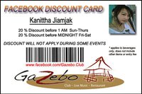 20% Discount Card at Gazebo Club